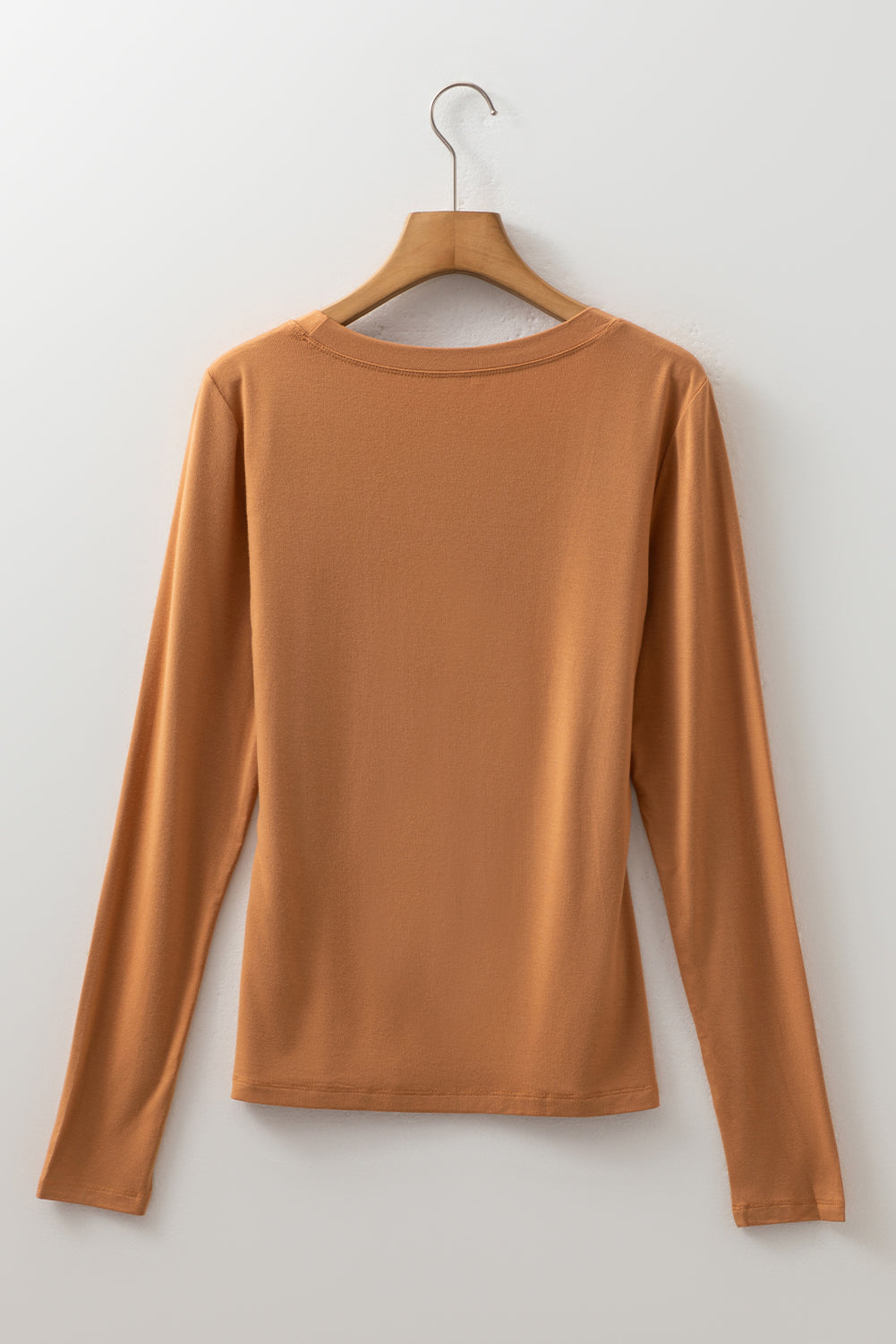 Black Solid Color Long Sleeve Slim Fit Top