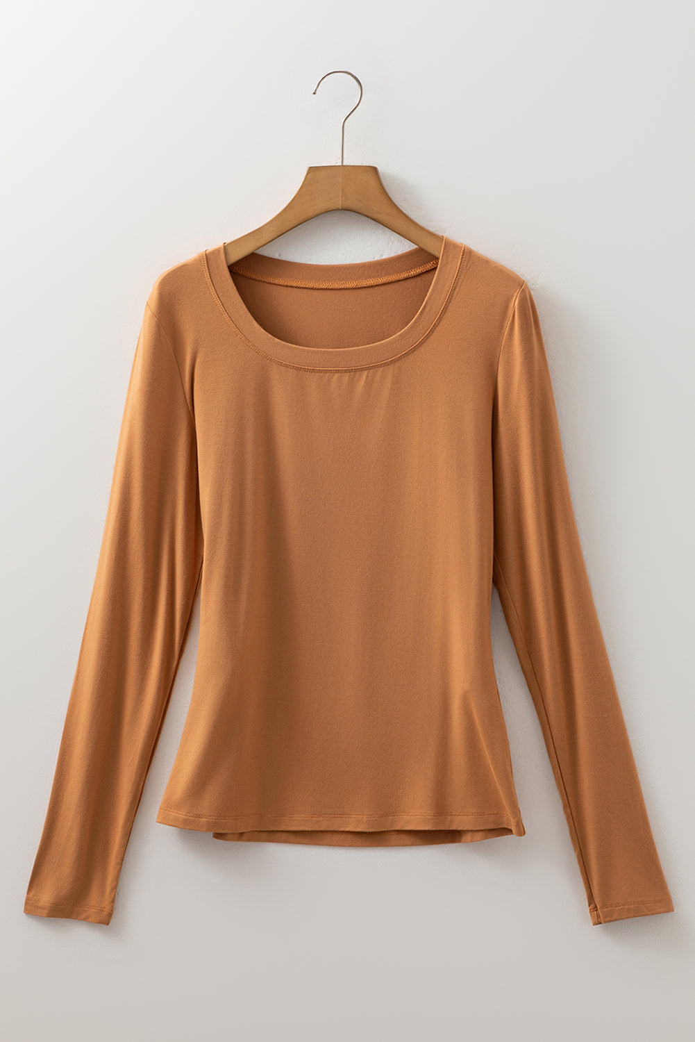 Black Solid Color Long Sleeve Slim Fit Top