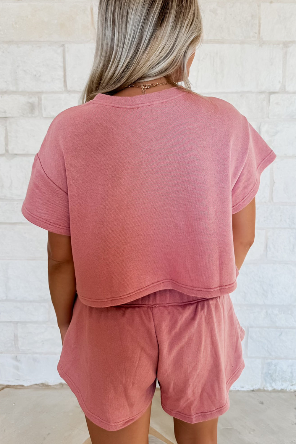 Blossom Sequin Horseshoe Cropped Tee and High Waist Skort Set