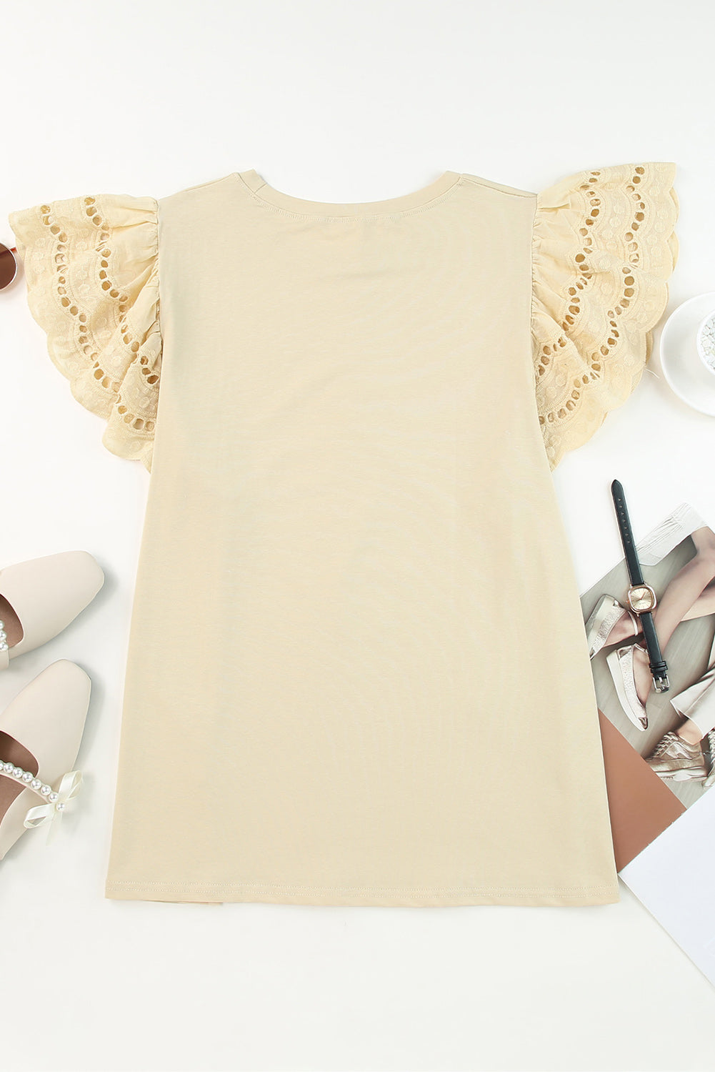 Gray Plus Size Flutter Sleeve Top