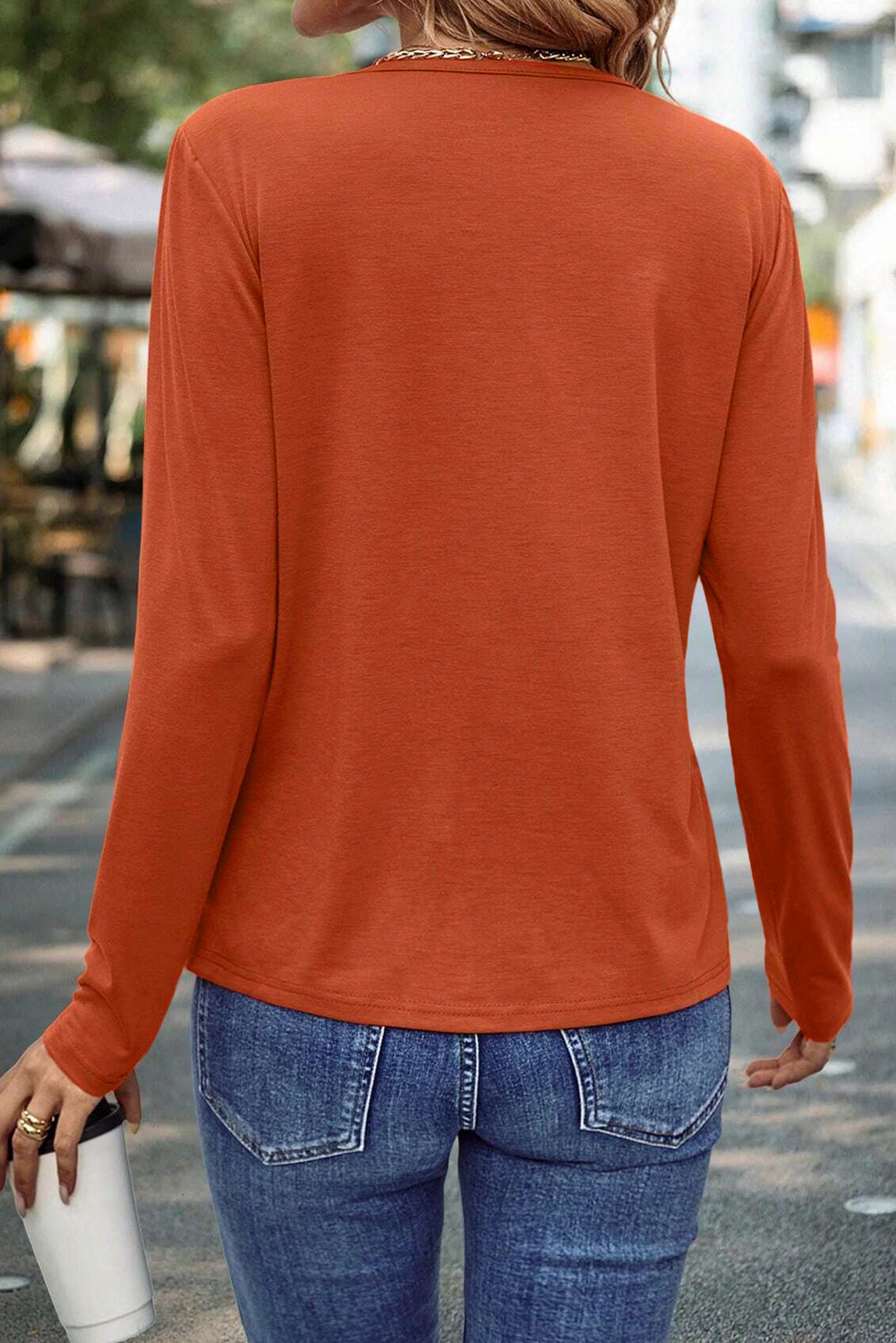 Black  Asymmetric Seam Detail Solid Color Long Sleeve Top