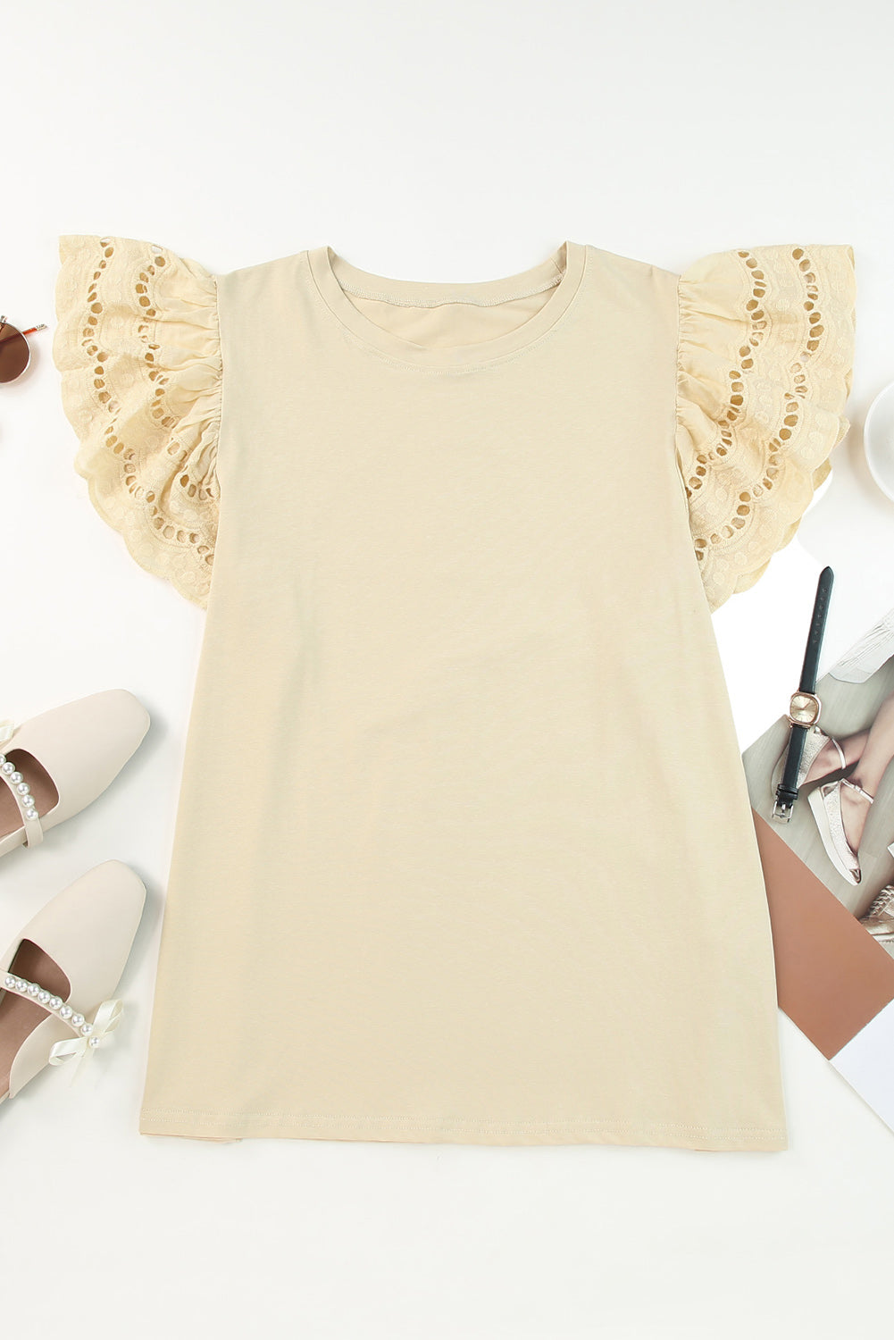 Gray Plus Size Flutter Sleeve Top