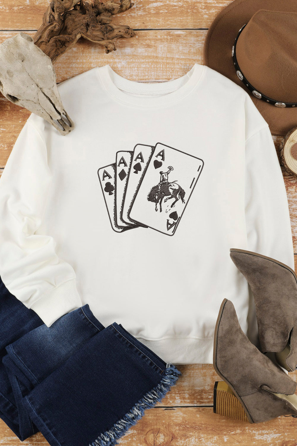 White Ace Playing Card Graphic Trendy Sweatshirt